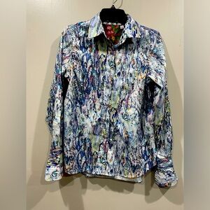 Robert Graham womens shirt small Paint splatter Floral Button Down